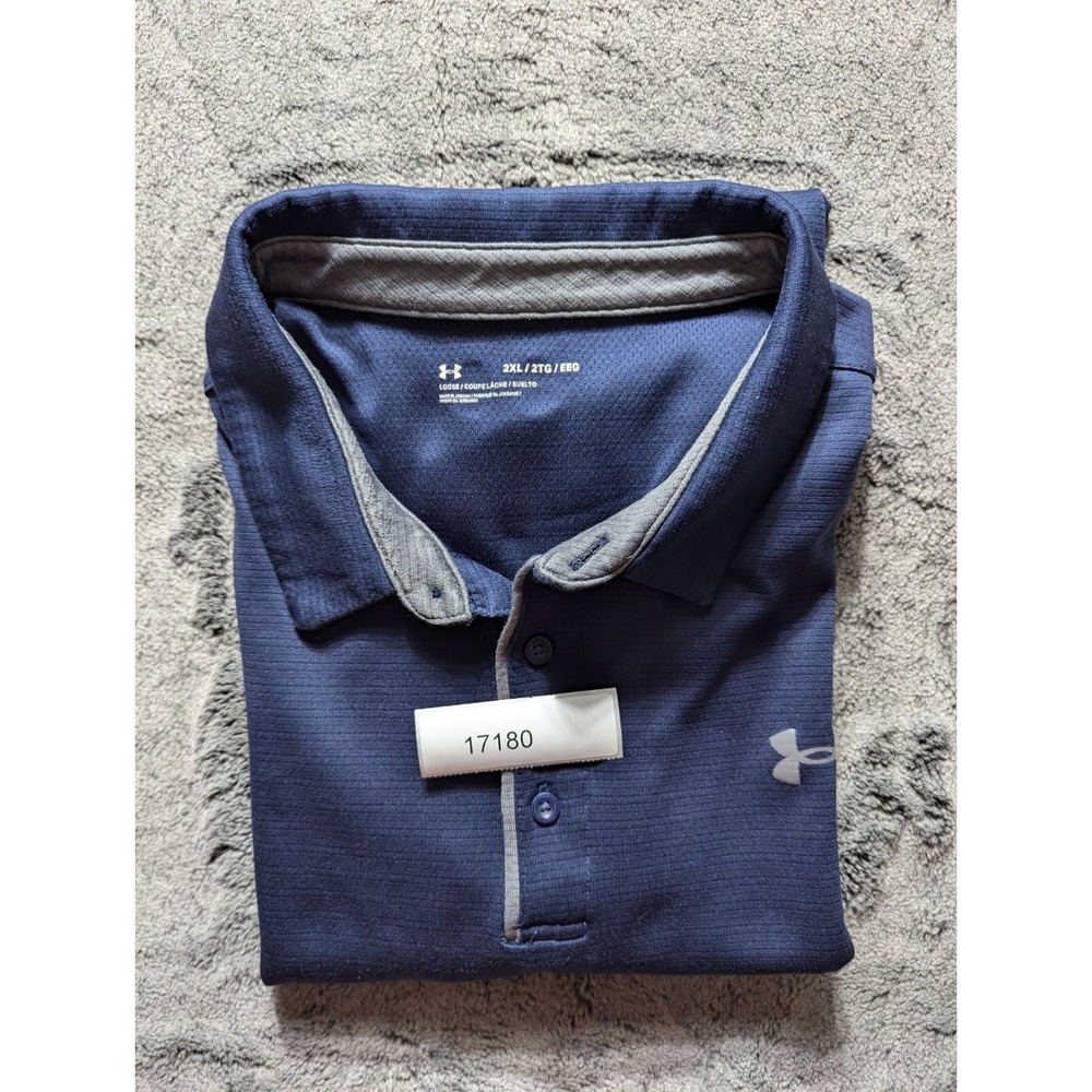 Under Armour Short Sleeve Polo Shirt Men's Size 2XL Blue - Picture 11 of 11
